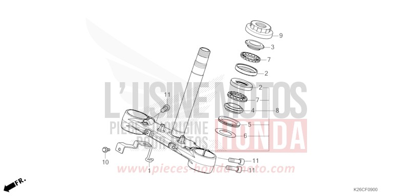 STEERING STEM for MSX GROM A MAT GUNPOWDER BLACK METALLIC (NH436) from 2024